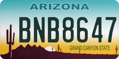 AZ license plate BNB8647