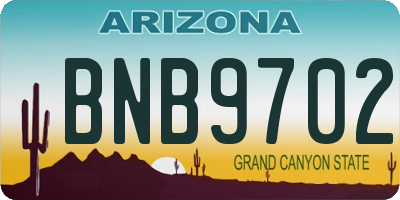 AZ license plate BNB9702