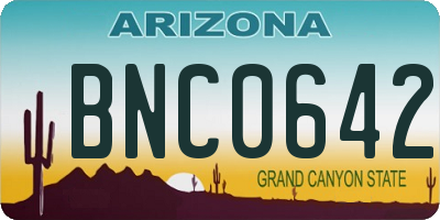 AZ license plate BNC0642