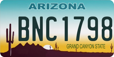 AZ license plate BNC1798
