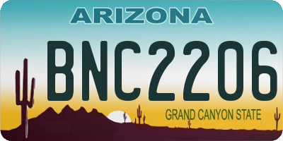AZ license plate BNC2206