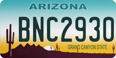 AZ license plate BNC2930
