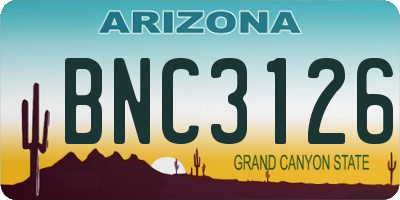 AZ license plate BNC3126
