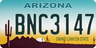 AZ license plate BNC3147