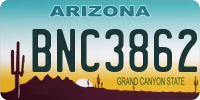 AZ license plate BNC3862