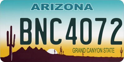 AZ license plate BNC4072