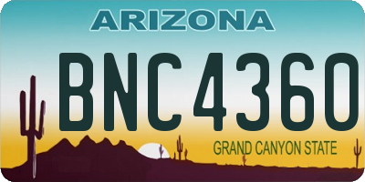 AZ license plate BNC4360