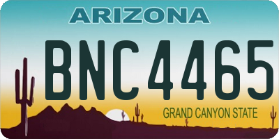 AZ license plate BNC4465
