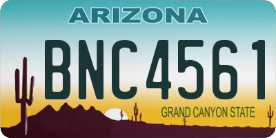 AZ license plate BNC4561