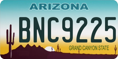 AZ license plate BNC9225
