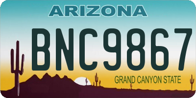 AZ license plate BNC9867