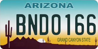 AZ license plate BND0166