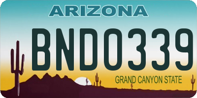 AZ license plate BND0339