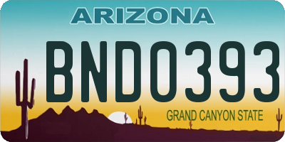 AZ license plate BND0393