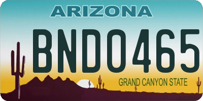 AZ license plate BND0465
