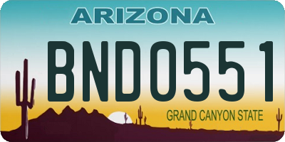 AZ license plate BND0551