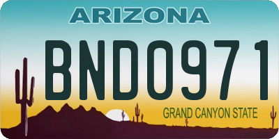 AZ license plate BND0971