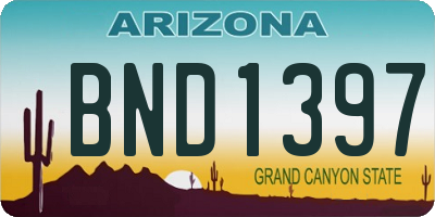 AZ license plate BND1397