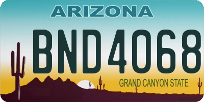 AZ license plate BND4068