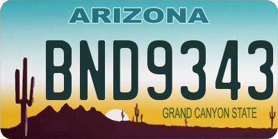 AZ license plate BND9343