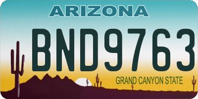 AZ license plate BND9763