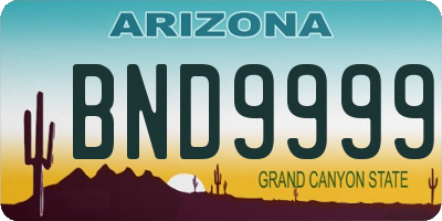 AZ license plate BND9999
