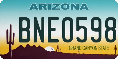 AZ license plate BNE0598