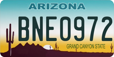 AZ license plate BNE0972