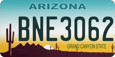 AZ license plate BNE3062
