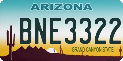 AZ license plate BNE3322