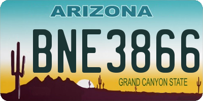 AZ license plate BNE3866