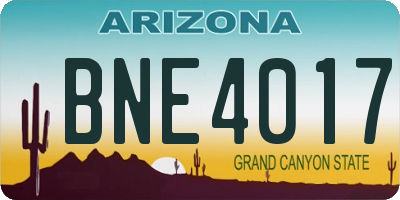 AZ license plate BNE4017