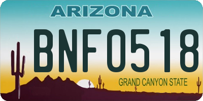 AZ license plate BNF0518