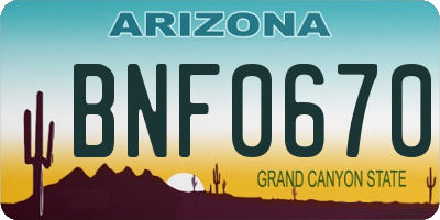 AZ license plate BNF0670