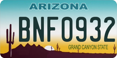 AZ license plate BNF0932