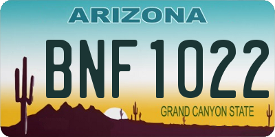 AZ license plate BNF1022