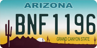 AZ license plate BNF1196