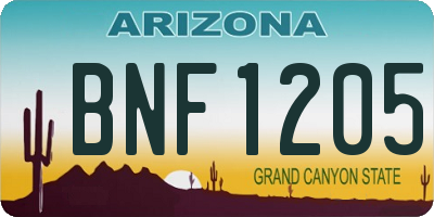 AZ license plate BNF1205