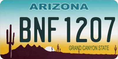 AZ license plate BNF1207
