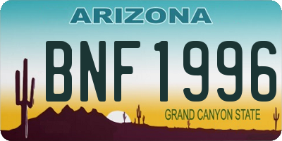 AZ license plate BNF1996