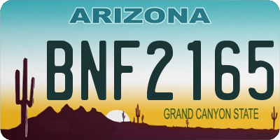 AZ license plate BNF2165