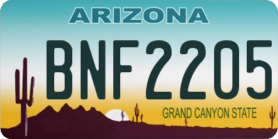 AZ license plate BNF2205
