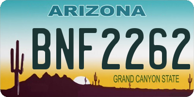 AZ license plate BNF2262