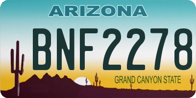 AZ license plate BNF2278