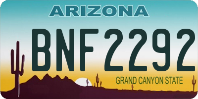 AZ license plate BNF2292