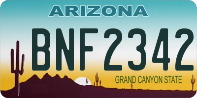 AZ license plate BNF2342