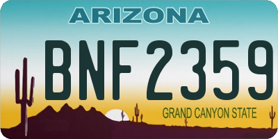 AZ license plate BNF2359