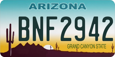 AZ license plate BNF2942