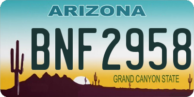AZ license plate BNF2958