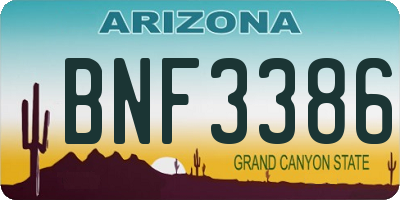 AZ license plate BNF3386